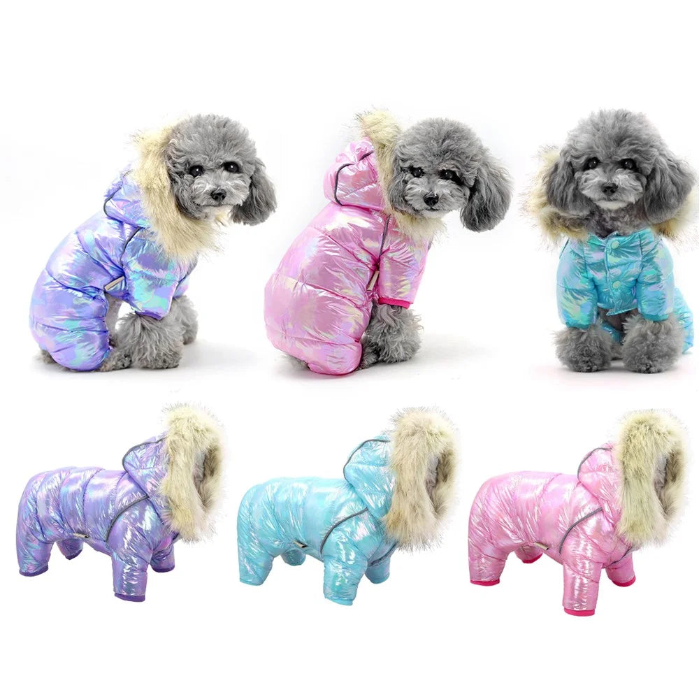 TG-CL061 Pet Dog Colorful Laser Hoodie Coat Waterproof Winter Puppy Outwear Costumes Pet Gift - Purple / Size 12 - 6