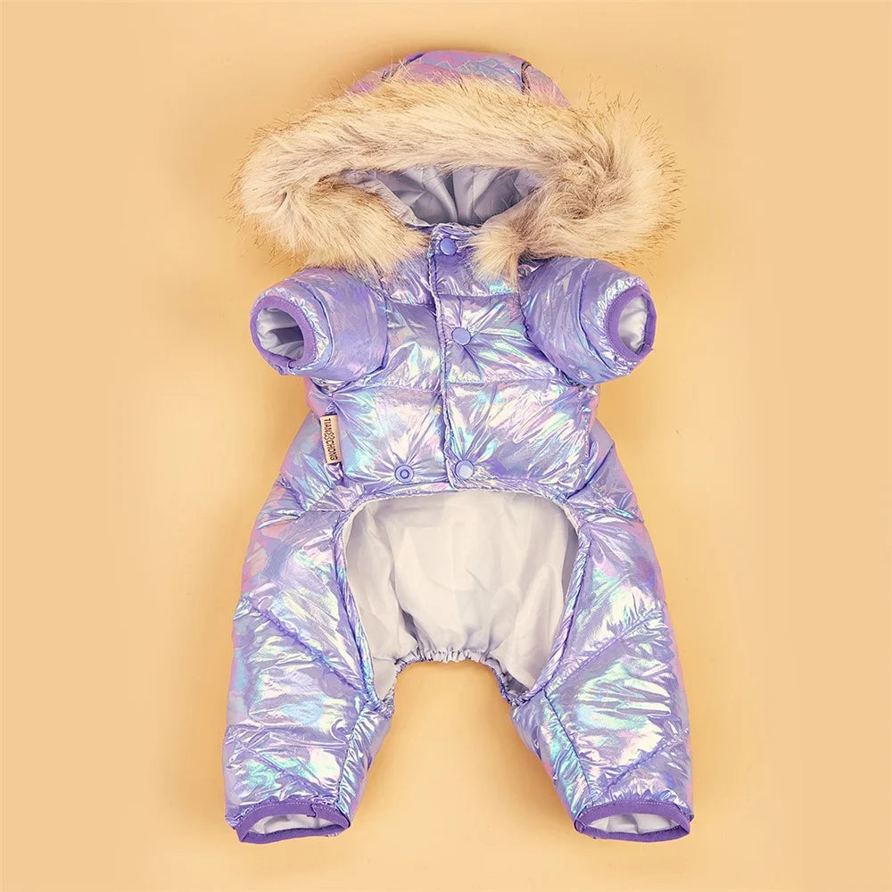 TG-CL061 Pet Dog Colorful Laser Hoodie Coat Waterproof Winter Puppy Outwear Costumes Pet Gift - Purple / Size 12 - 7