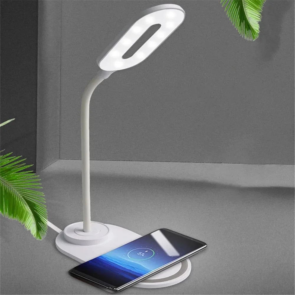 WTC-K32 10W Wireless Charging LED Desk Lamp Smart Eye Protection USB Folding Table Light - White - 1