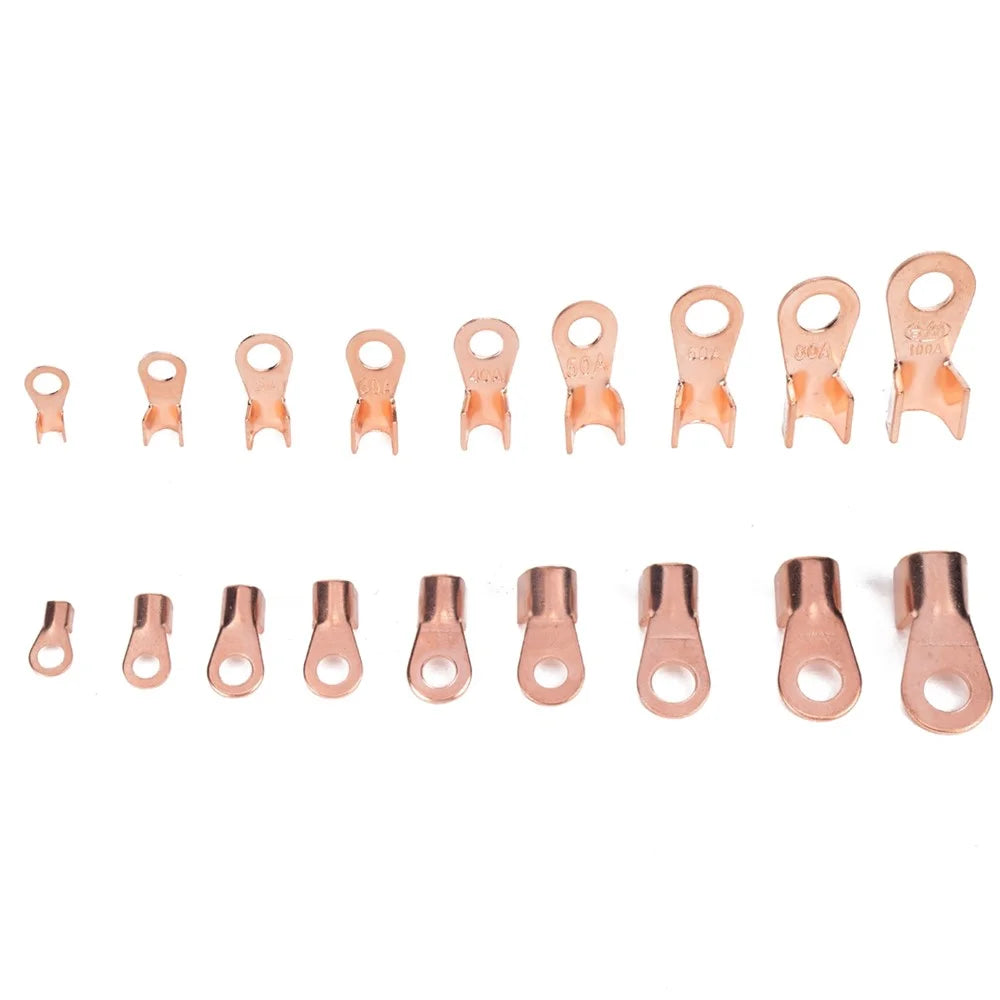 A2964 140Pcs 5A / 10A / 20A / 30A / 40A / 50A / 60A / 80A / 100A Open Barrel Terminals Set Wire Crimp Cable Lugs Copper Terminal Connectors with Storage Box - 7