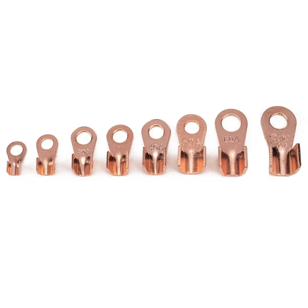 A2965 185Pcs Open Barrel Terminals Set 5A / 10A / 20A / 30A / 40A / 50A / 60A / 100A Wire Crimp Cable Lugs Copper Terminal Connectors with Storage Box - 6