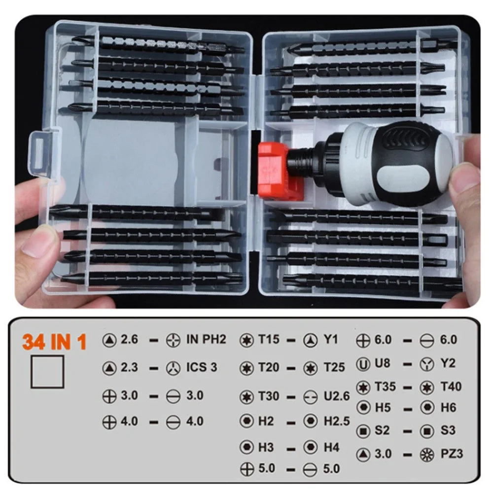 34-in-1 Screwdriver Set Carbon Steel Telescopic Magnetic Dual Purpose Slotted Phillips Screwdriver Kit - 2