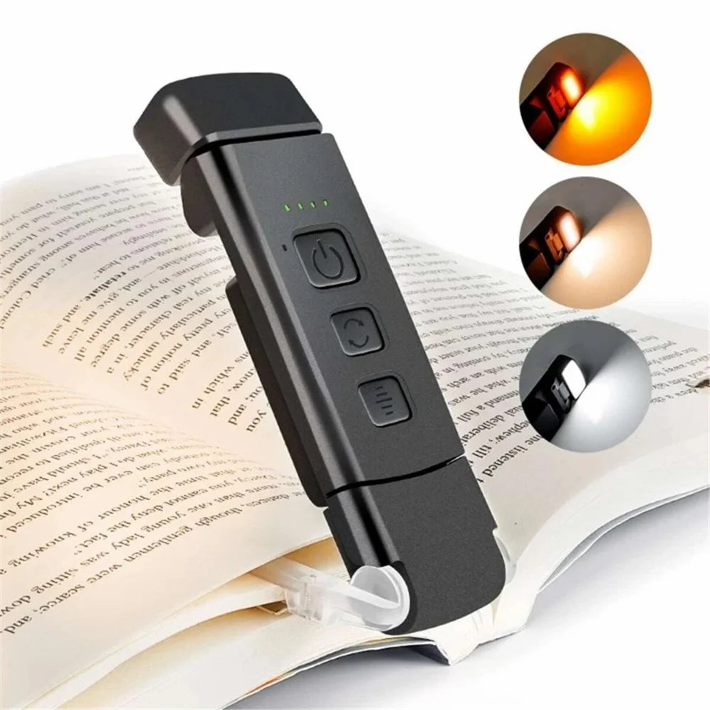 Eye Care Plastic Reading Light LED Lamp Book Light with Book Page Holder - Black - 2