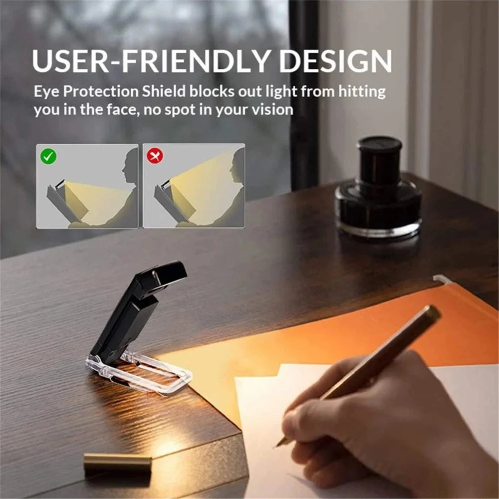 Eye Care Plastic Reading Light LED Lamp Book Light with Book Page Holder - Black - 5