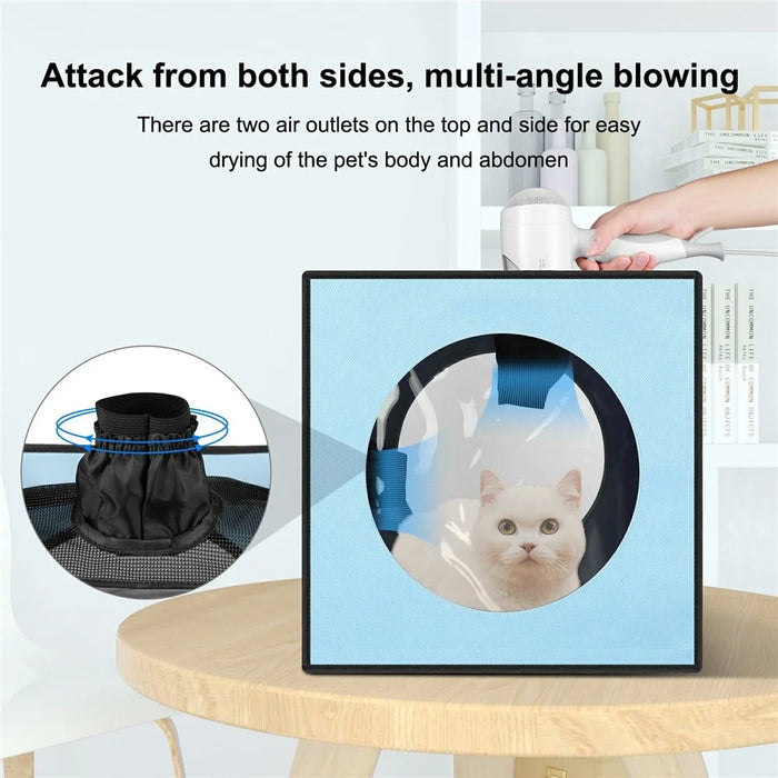 FUNADD FA2001 600D Nylon Pet Drying Box Dog Cat Hair Blowing Dry Box with Clear PVC Window - Blue - 3