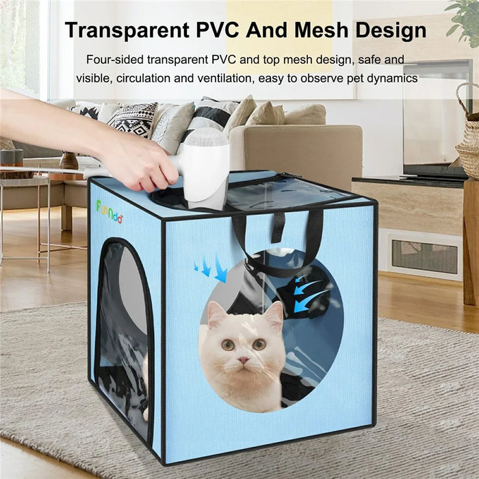 FUNADD FA2001 600D Nylon Pet Drying Box Dog Cat Hair Blowing Dry Box with Clear PVC Window - Blue - 4