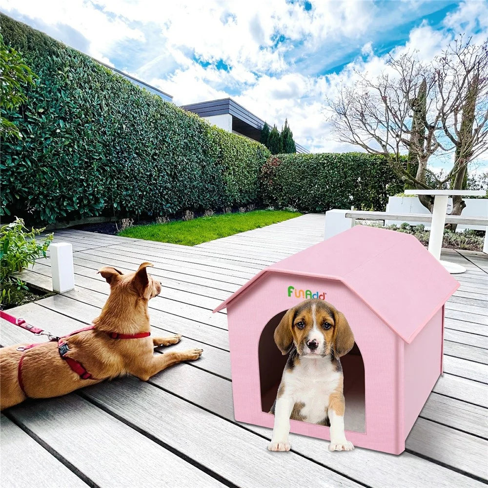 FUNADD FA2002 Collapsible Pet House with Double-sided Mat Waterproof Nylon Dog Cat Tent - Pink - 6