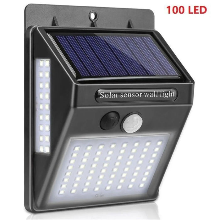 100-LED Three Sided High Brightness Outdoor Human Body Induction Light Control Waterproof Solar Wall Lamp - 2