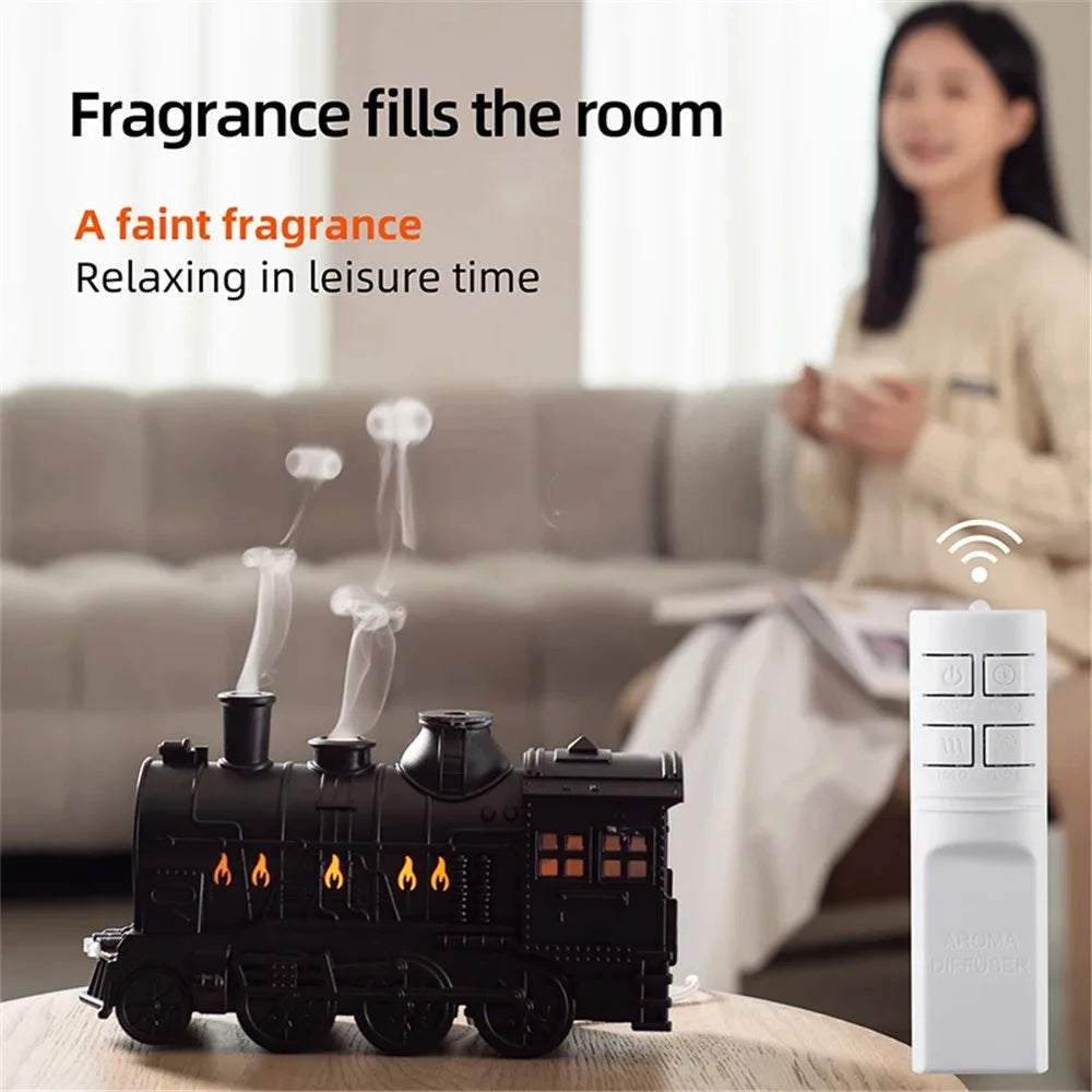 Mini Steam Train Essential Oil Diffuser LED Light Air Humidifier with Remote Control - EU Plug - 5
