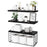 Wall Mounted Suspended Partition Wooden Board Iron Wire Basket Bathroom Living Room Storage Rack - Black - 1