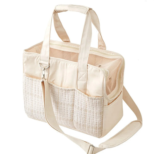 QS-106 Portable Pet Carrier Shoulder Bag for Small Dogs / Cats Lightweight Cotton Canvas Travel Tote With Safety Leash - 1