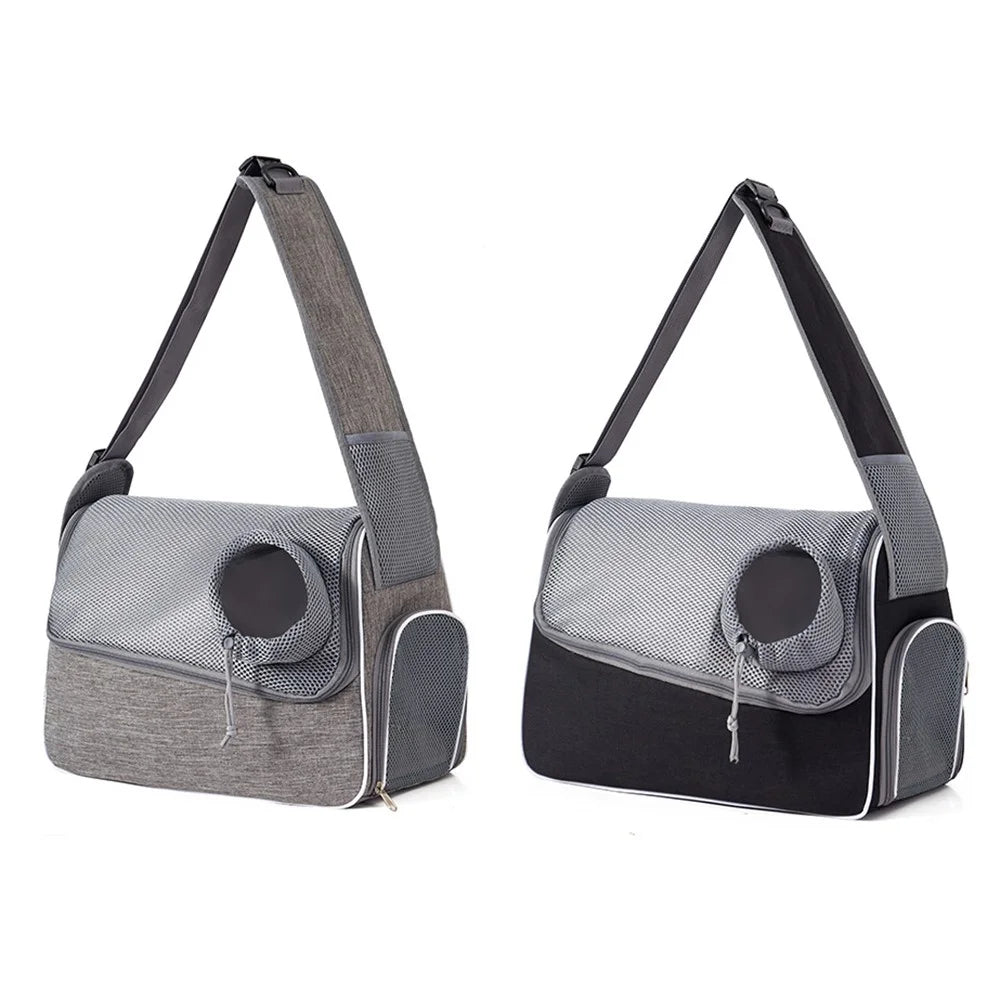 QS-114 Portable Pet Gift Carrier Bag 300D Cationic Fabric Breathable Crossbody Bag for Cats Dogs - Grey - 7
