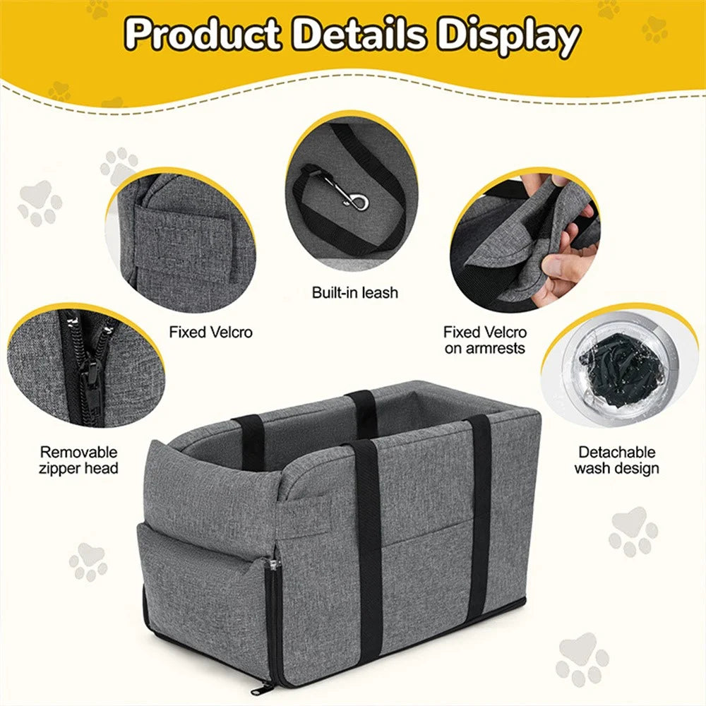 QS-112 300D Cationic Fabric Car Pet Bag Safety Seat Center Control Bag Dog Cat Nest - 4