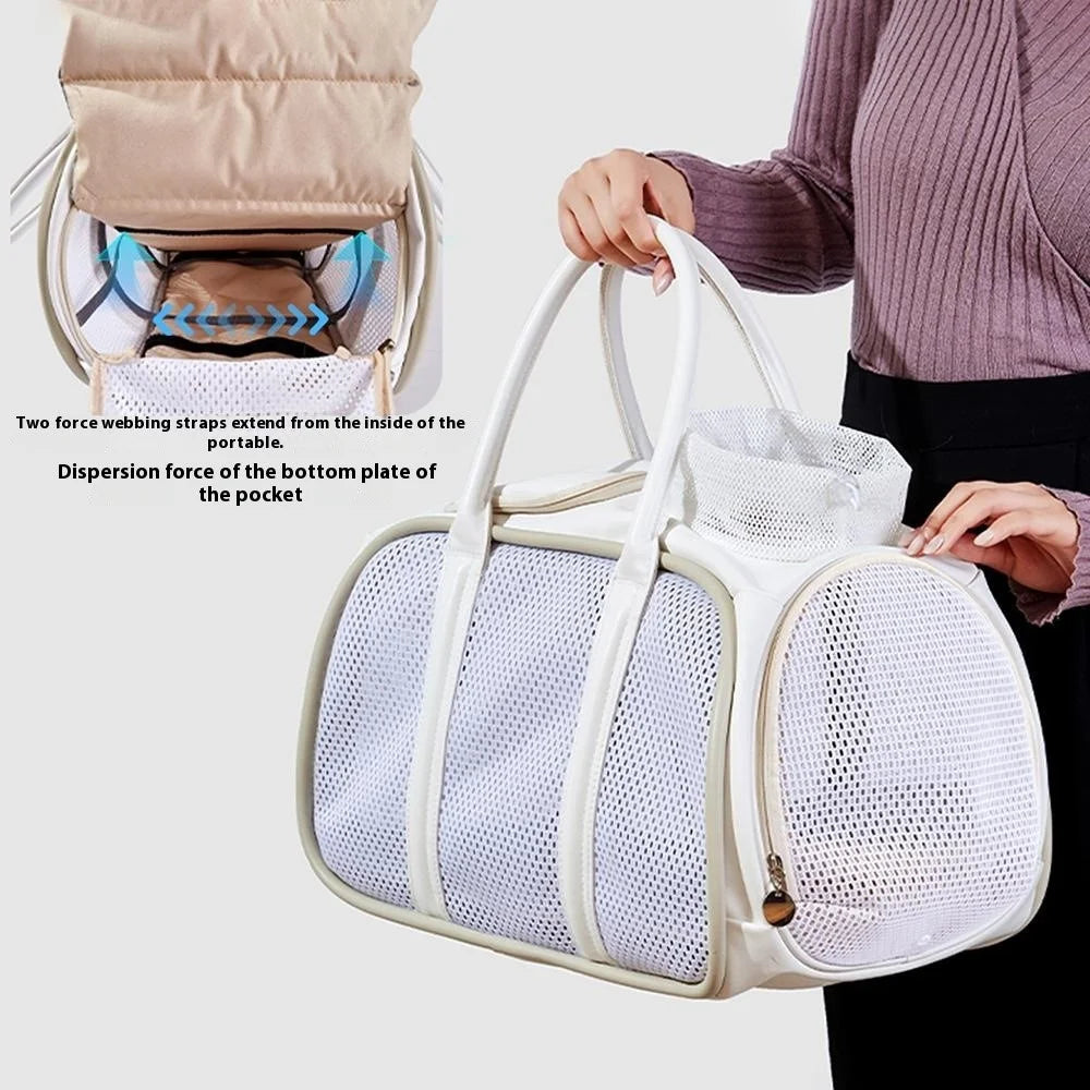 FHH-010 Mesh Breathable Cat Carrier Bag Pet Gift Travel Portable Large Capacity Tote Bag - 3