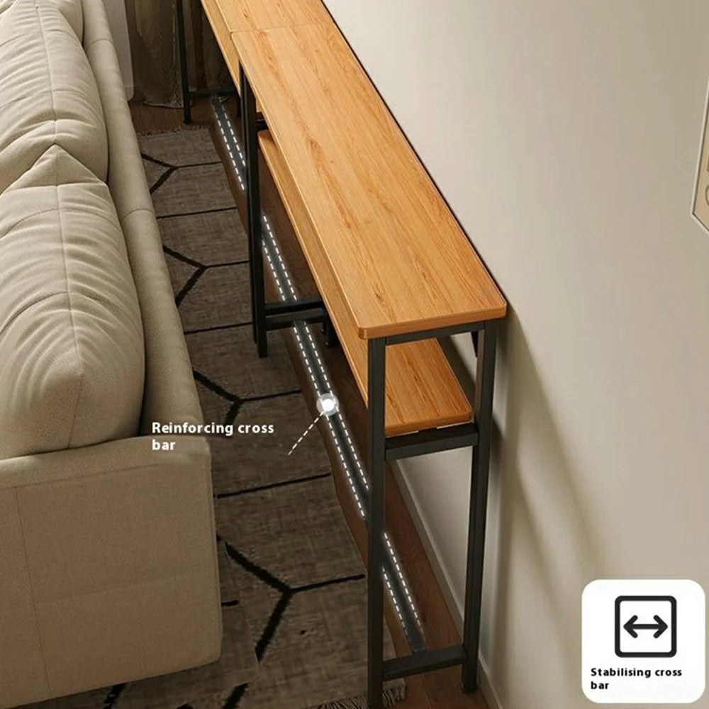 100x20cm Narrow Space Saver Storage Rack Sofa Bedside Wall Gap Dual Layer Organizer Shelf - White Frame - 3