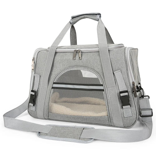 Portable Pet Carrier Shoulder Bag Breathable Oxford Cloth Travel Handbag for Cats Dogs Gift - Grey - 1
