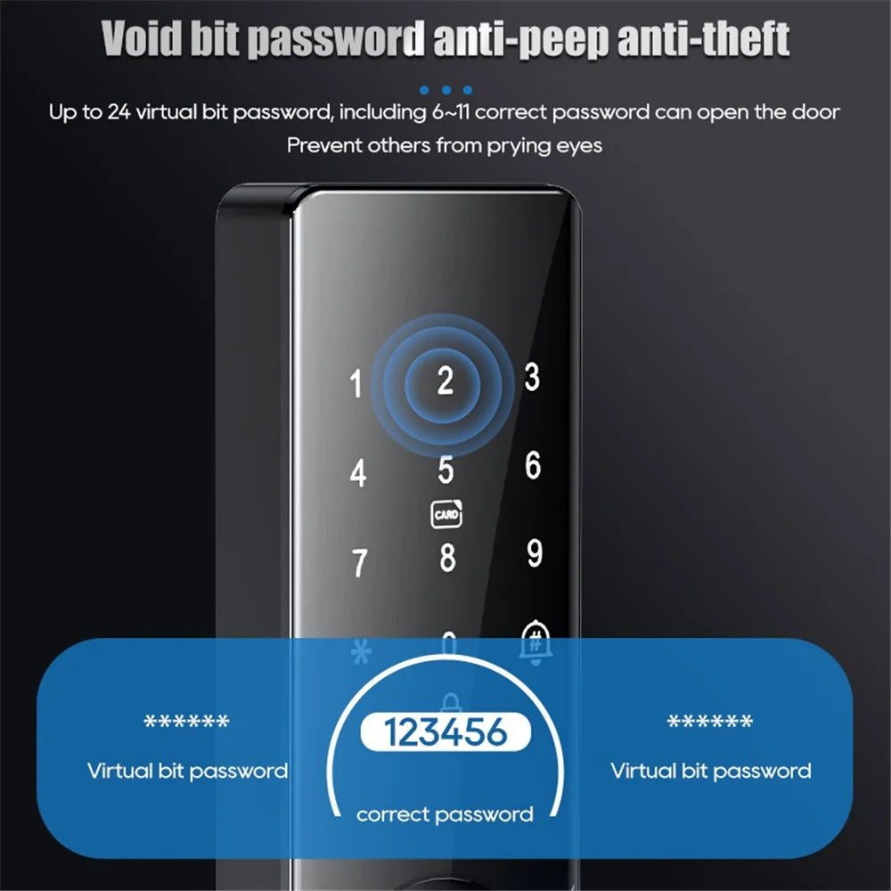 Tuya Smart Electronic Door Lock Semi Automatic Fingerprint Password Lock for Home Security - 14.7cm Lock Body - 6