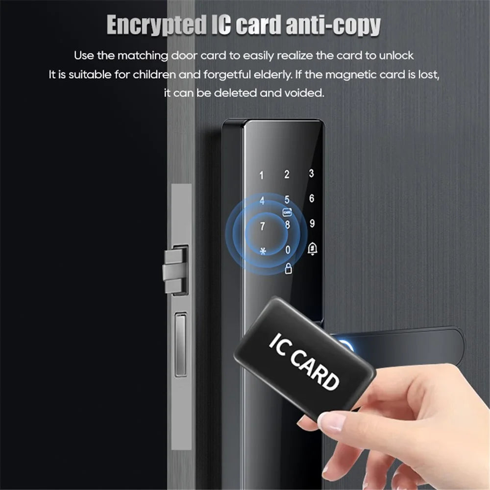 Tuya Smart Electronic Door Lock Semi Automatic Fingerprint Password Lock for Home Security - 14.7cm Lock Body - 7
