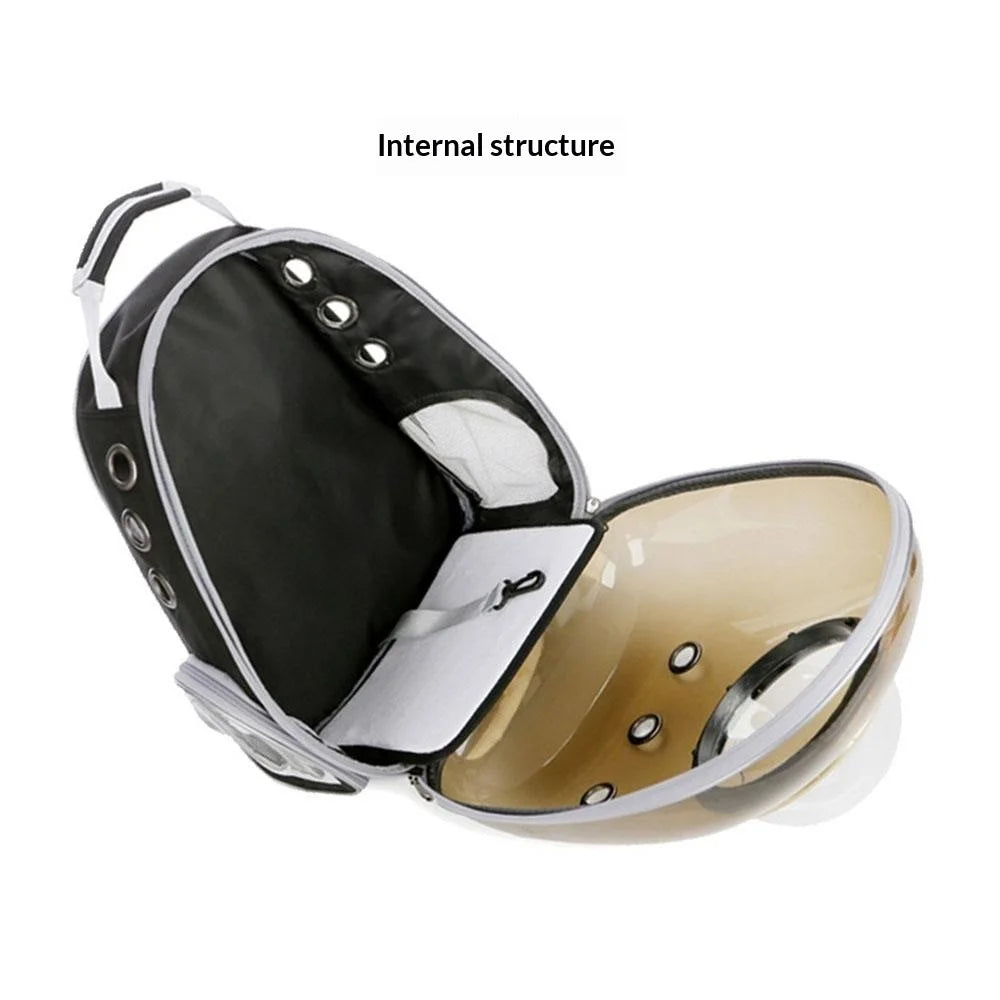 Oxford Cloth Transparent Cat Carrier Handheld Backpack Pet Bag with 9 Vent Holes and Ergonomic Shoulder Straps - Transparent Case  /  Black - 2
