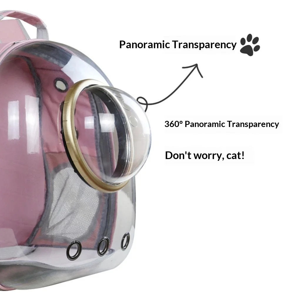 Oxford Cloth Transparent Cat Carrier Handheld Backpack Pet Bag with 9 Vent Holes and Ergonomic Shoulder Straps - Transparent Case  /  Black - 7