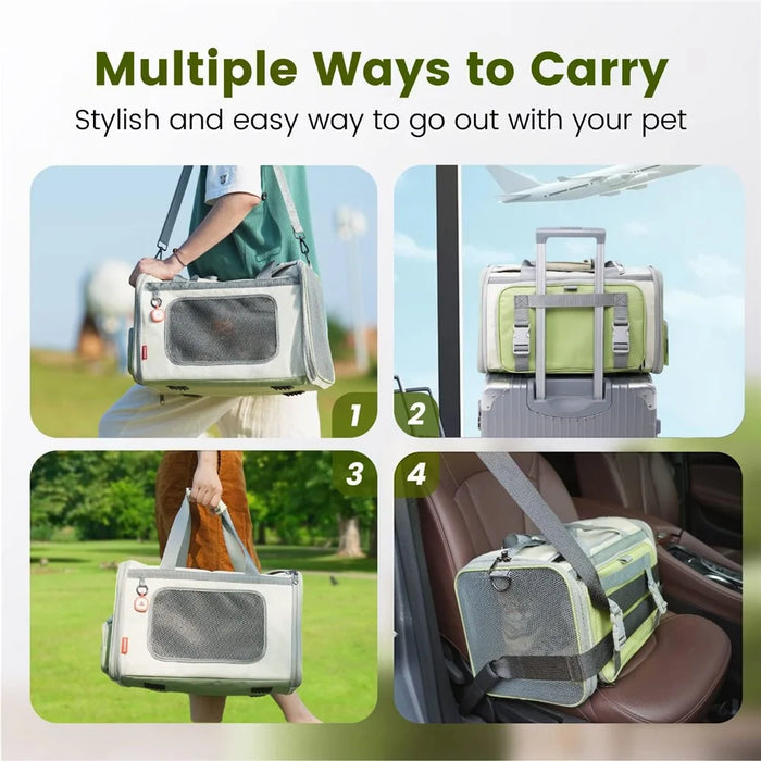 Breathable Mesh Portable Cat Backpack Expandable Large Space Pet Airline Soft Carrier with Top Opening - 4