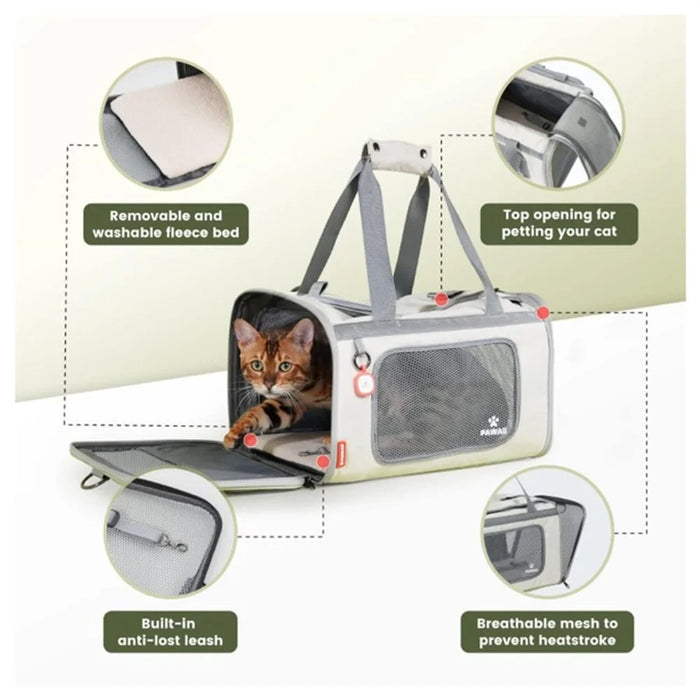 Breathable Mesh Portable Cat Backpack Expandable Large Space Pet Airline Soft Carrier with Top Opening - 5