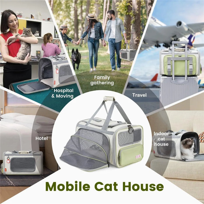 Breathable Mesh Portable Cat Backpack Expandable Large Space Pet Airline Soft Carrier with Top Opening - 6