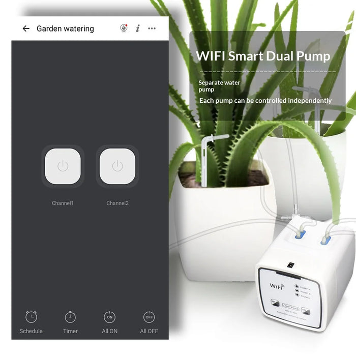 WD-01ADE WiFi Smart Dual Pump Automatic Plant Watering System Remote Control 15-Pot Irrigation Device - White - 5