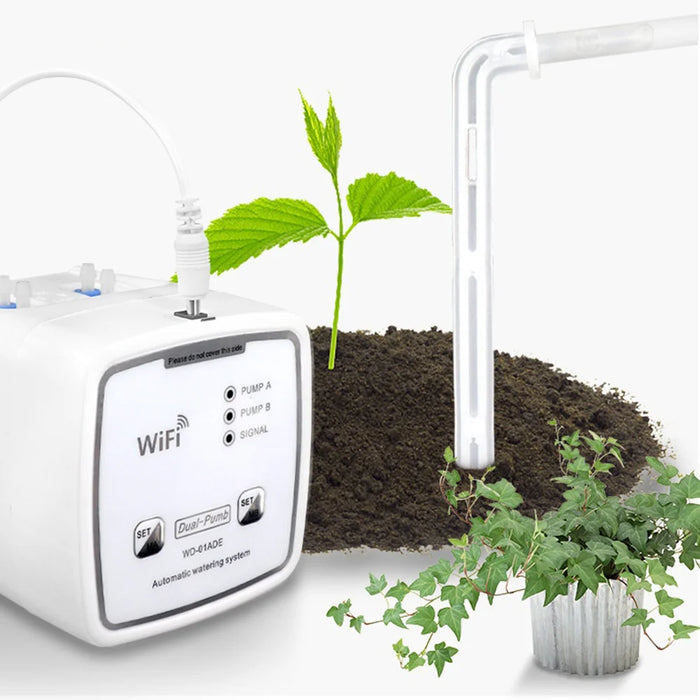 WD-01ADE WiFi Smart Dual Pump Automatic Plant Watering System Remote Control 15-Pot Irrigation Device - White - 7
