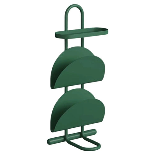 3-Tier Metal Magazine Book Shelf Side Table Half Round Sofa End Table Storage Rack for Living Room Bedroom - Green - 1