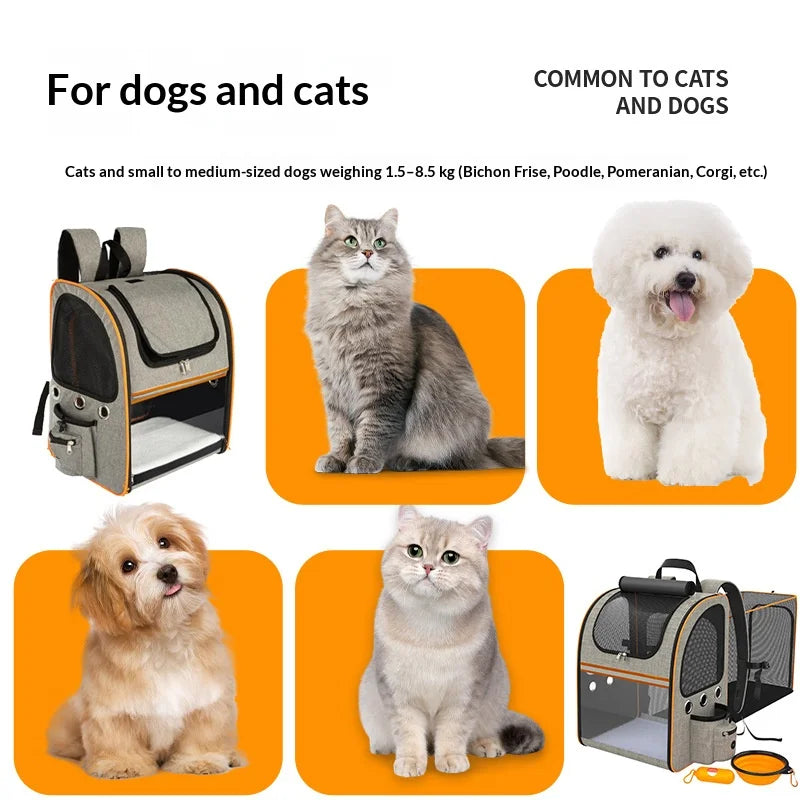 FULED Portable Expandable Pet Backpack Carrier with Breathable Mesh Window for Cat Dog - Gray - 2
