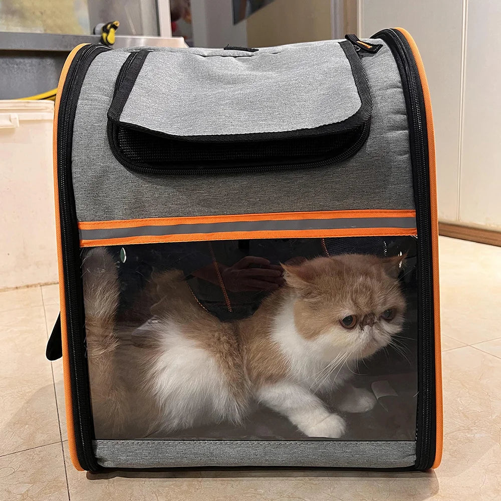 FULED Portable Expandable Pet Backpack Carrier with Breathable Mesh Window for Cat Dog - Gray - 7