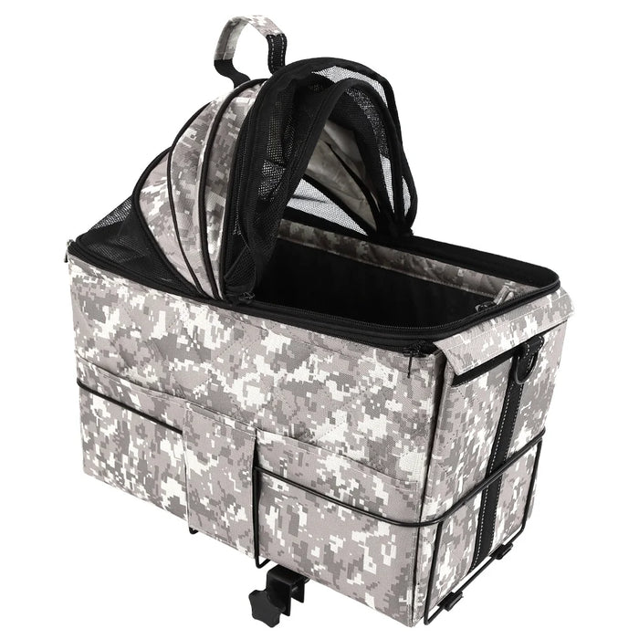 FULED Pet Bicycle Rear Seat Bag Waterproof Detachable Shoulder Carrier for Cycling Travel - Gray Camo - 1
