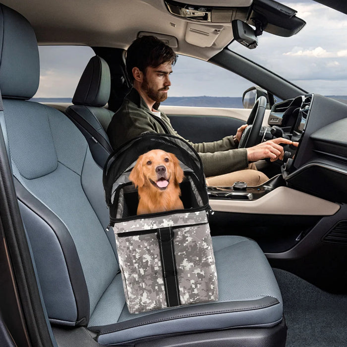 FULED Pet Bicycle Rear Seat Bag Waterproof Detachable Shoulder Carrier for Cycling Travel - Gray Camo - 7