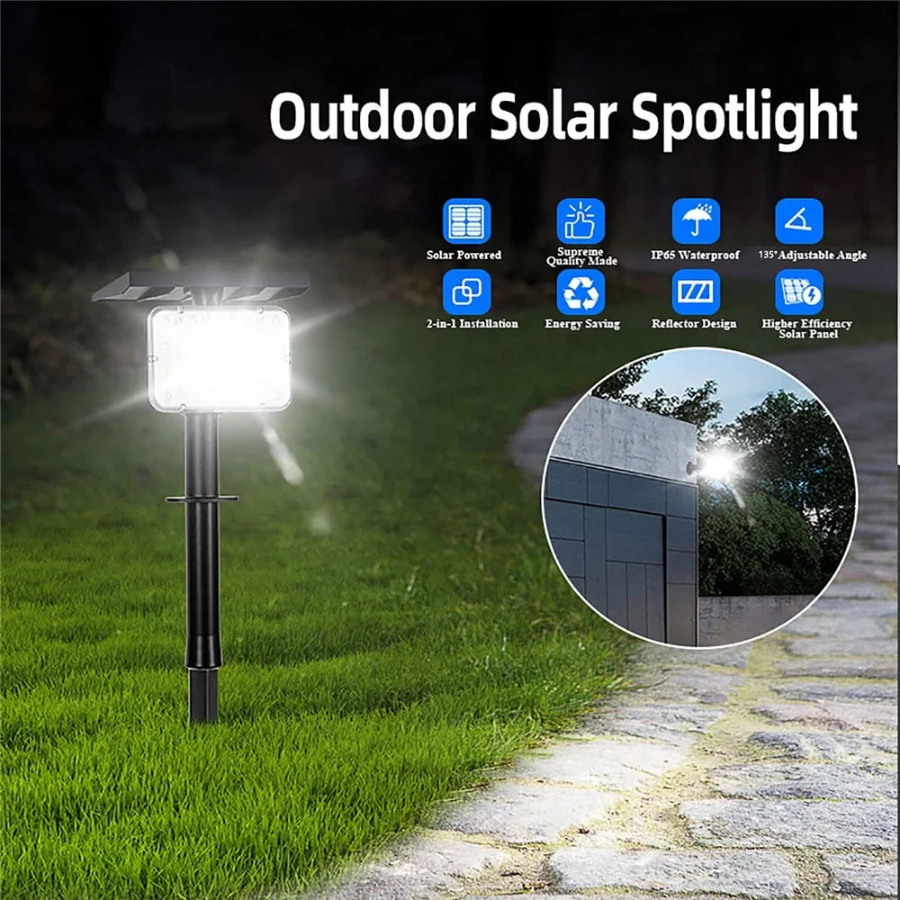 YH0517D Solar Power Waterproof Garden Yard Lawn White/Yellow Dual Color 64-LED Ground/Wall Mount Light Angle Adjustable Outdoor Landscape Garage Lamp - 2