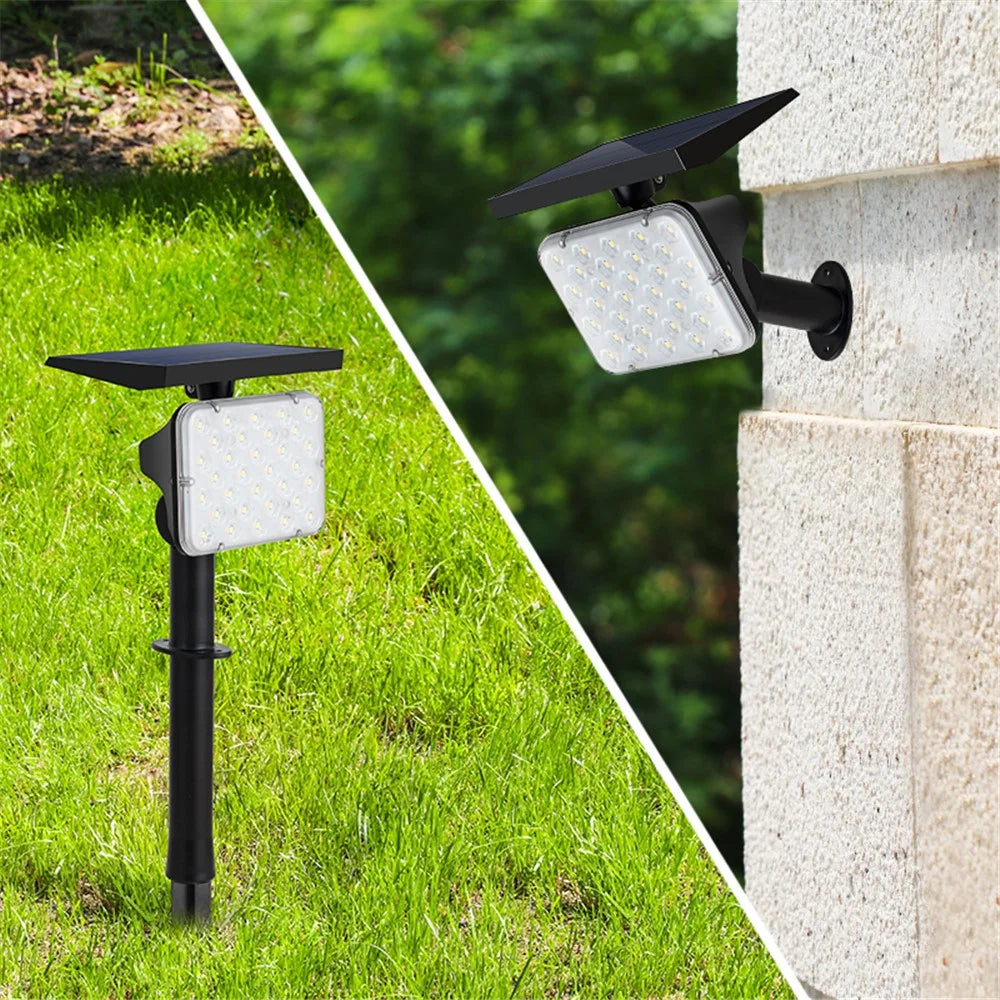 YH0517D Solar Power Waterproof Garden Yard Lawn White/Yellow Dual Color 64-LED Ground/Wall Mount Light Angle Adjustable Outdoor Landscape Garage Lamp - 3