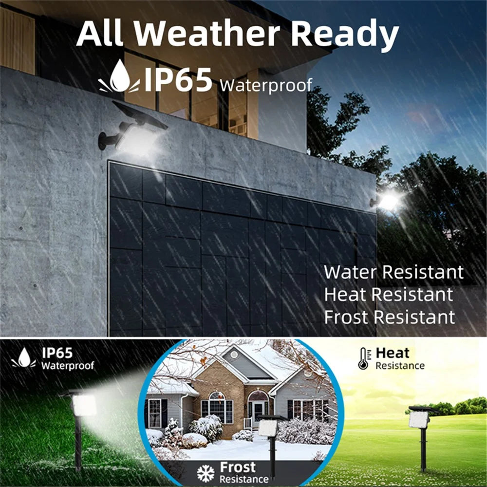 YH0517D Solar Power Waterproof Garden Yard Lawn White/Yellow Dual Color 64-LED Ground/Wall Mount Light Angle Adjustable Outdoor Landscape Garage Lamp - 5
