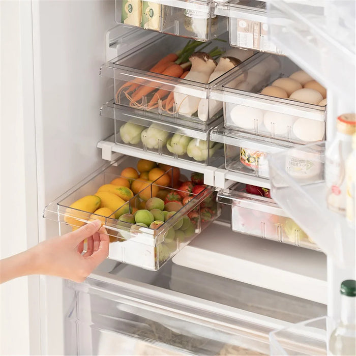 YM-6396 20PCS 4 Grids Refrigerator Pull Out Bins Fridge Organizer Box Storage Container Set for Meats Fruits Eggs (No FDA Certificate, BPA Free) - 5