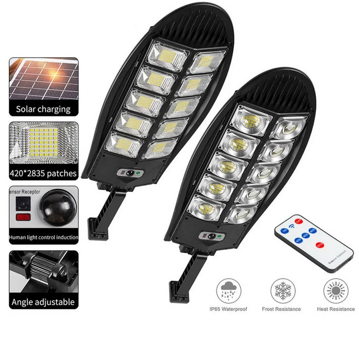 Outdoor Solar Power LED Light 3 Lighting Modes Motion Sensor Garden Yard Wall Mounted Lamp with Remote Control - Type-A - 2
