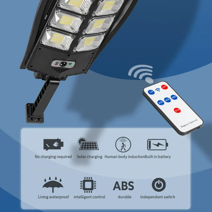 Outdoor Solar Power LED Light 3 Lighting Modes Motion Sensor Garden Yard Wall Mounted Lamp with Remote Control - Type-A - 4