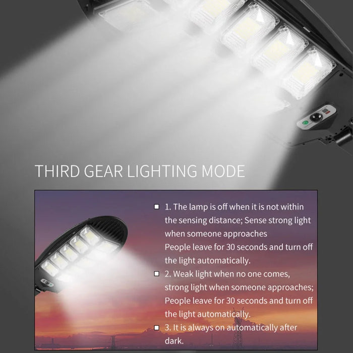 Outdoor Solar Power LED Light 3 Lighting Modes Motion Sensor Garden Yard Wall Mounted Lamp with Remote Control - Type-A - 6