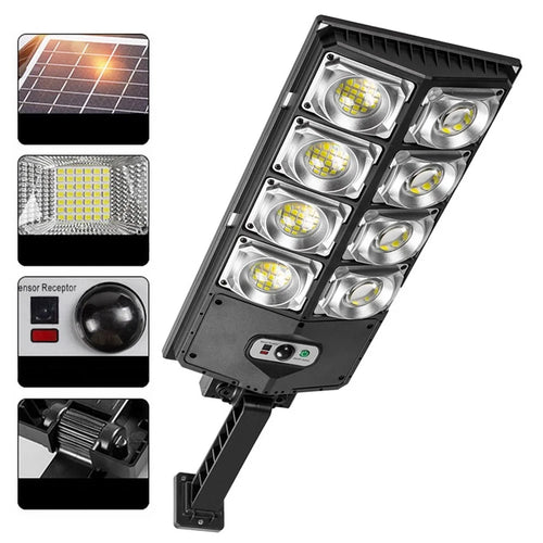 W789AB-4 Waterproof LED Solar Motion Sensor Lights Outdoor Street Lights with Remote Control 3 Lighting Modes Security Light for Front Door Yard Garage - Style A - 1
