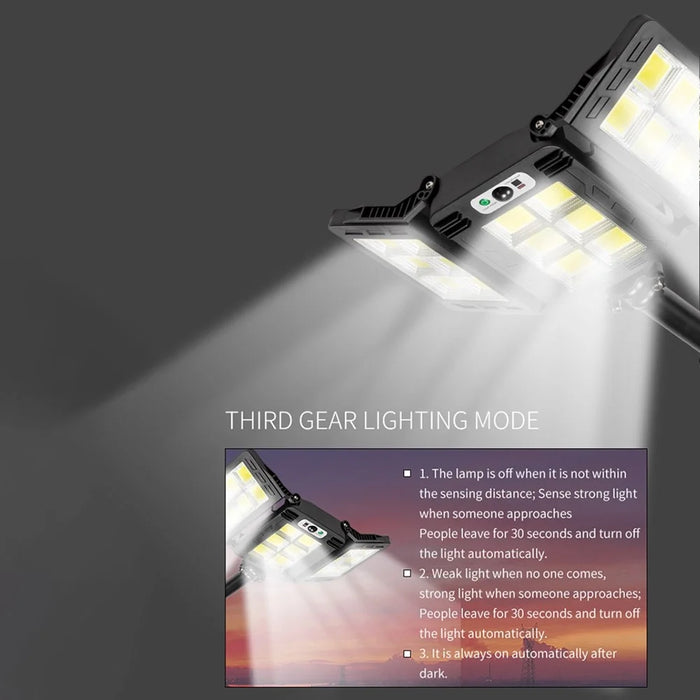 W785-6 High-power Solar Lights Outdoor COB Solar Motion Sensor Lights with 3 Heads / 3 Lighting Modes Life Waterproof Security Flood Light for Front Door Yard Garage - 7
