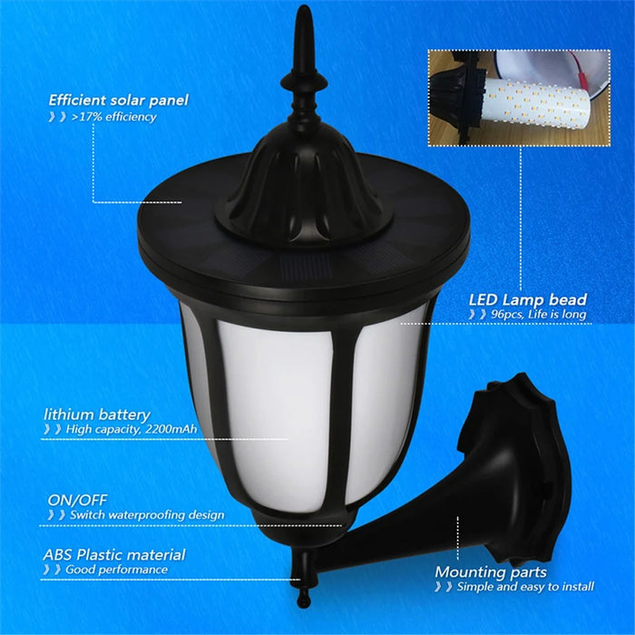 96-LED Outdoor Wall Lamp Solar Simulation Flame Light Waterproof Garden Yard Balcony Decorative Light - 6