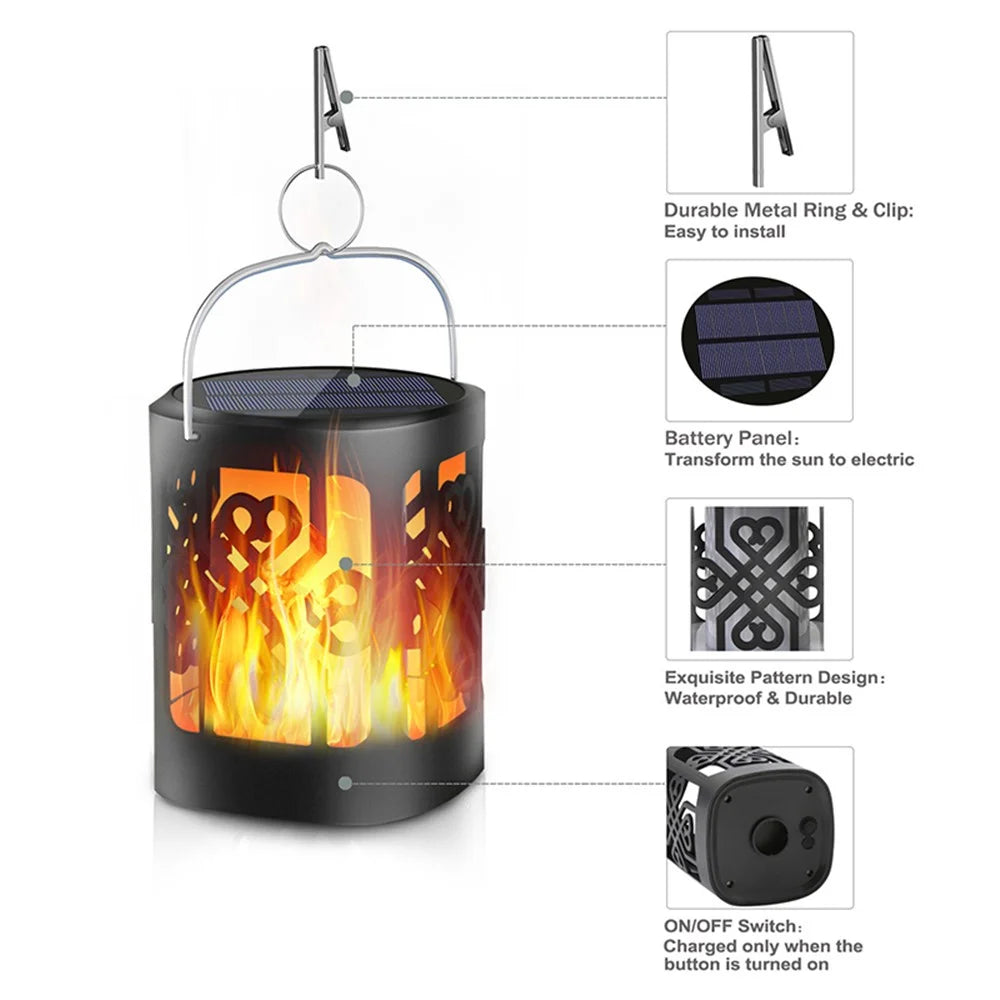 Solar Lantern Landscape Lights Chinese Knot Flame Hanging Lights Waterproof Outdoor Lawn Ground Garden Lights Decorative Lighting - 2