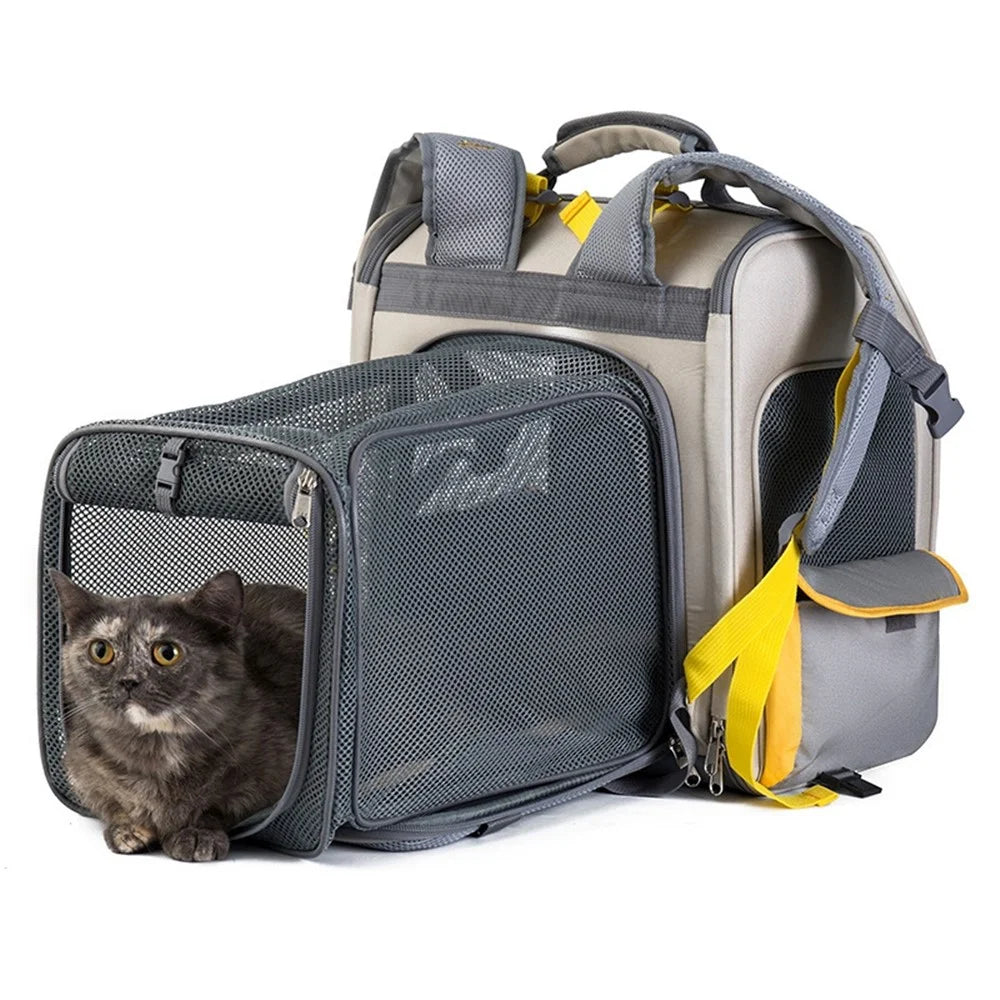 QS-084 Expandable Pet Carrier Backpack Oxford Cloth Small Dog Carrier Shoulders Bag Breathable Mesh Pet Gift Handbag - Blue - 2