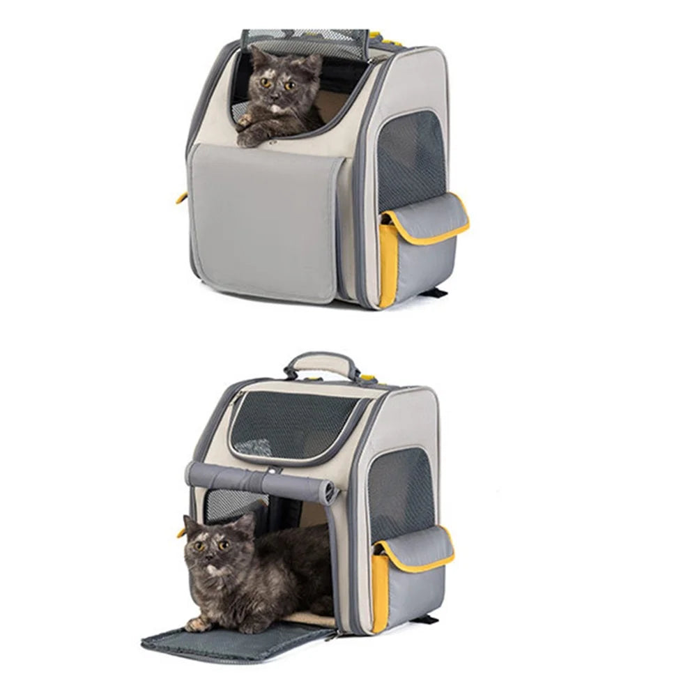 QS-084 Expandable Pet Carrier Backpack Oxford Cloth Small Dog Carrier Shoulders Bag Breathable Mesh Pet Gift Handbag - Blue - 3
