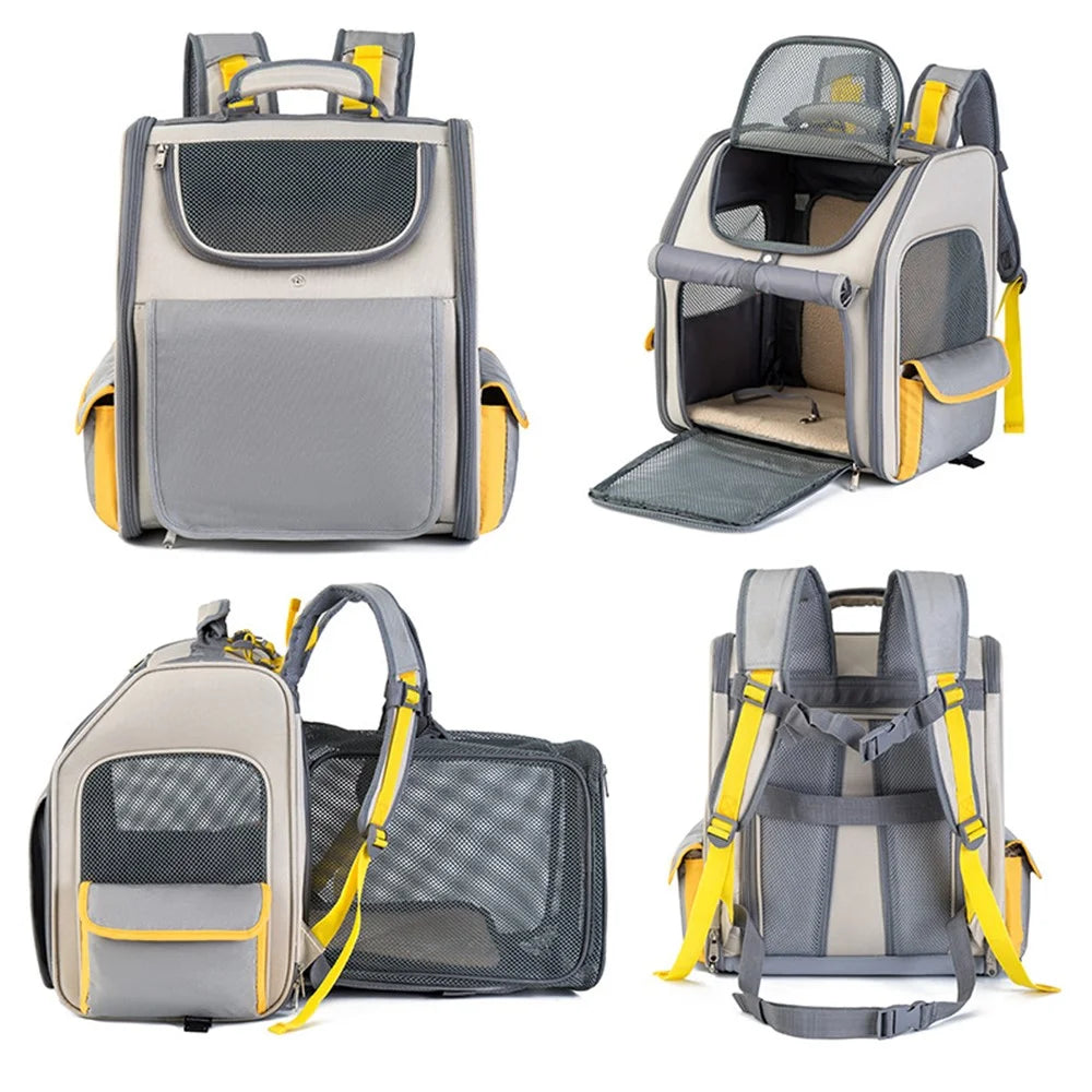 QS-084 Expandable Pet Carrier Backpack Oxford Cloth Small Dog Carrier Shoulders Bag Breathable Mesh Pet Gift Handbag - Blue - 4