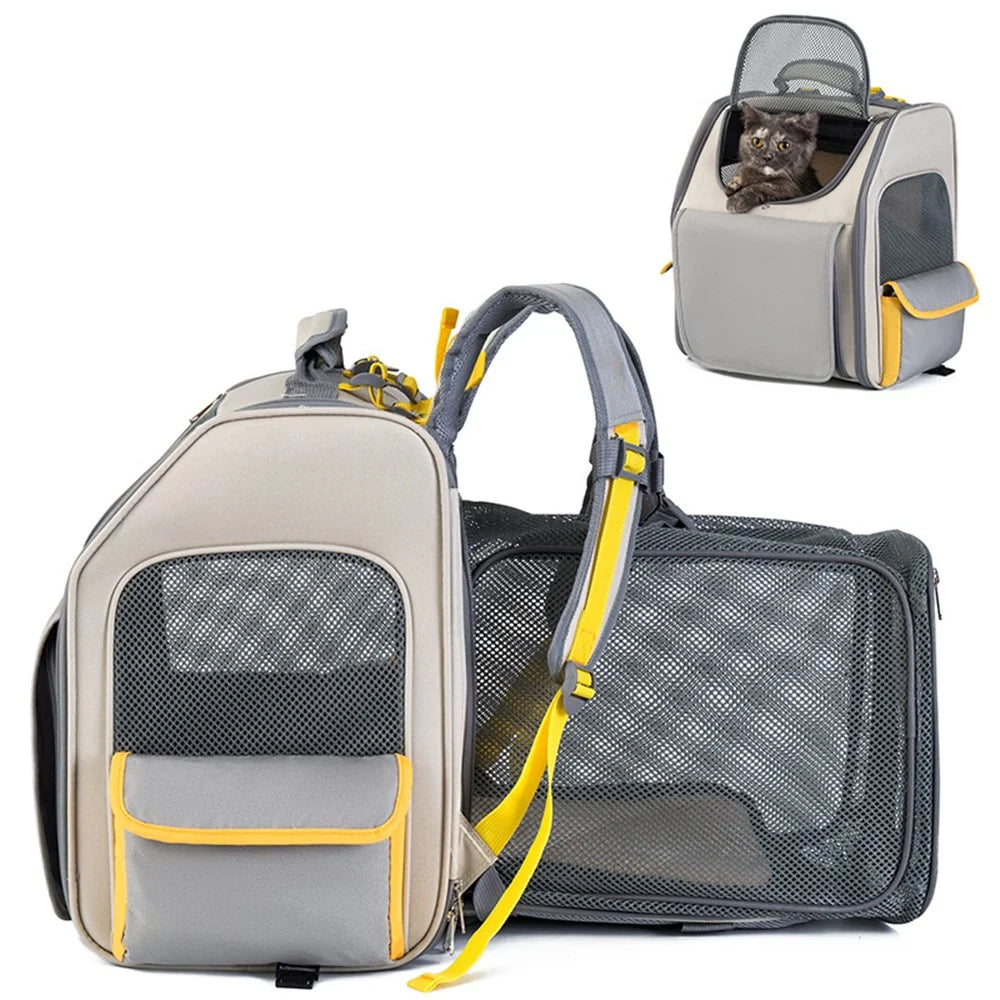 QS-084 Expandable Pet Carrier Backpack Oxford Cloth Small Dog Carrier Shoulders Bag Breathable Mesh Pet Gift Handbag - Blue - 6