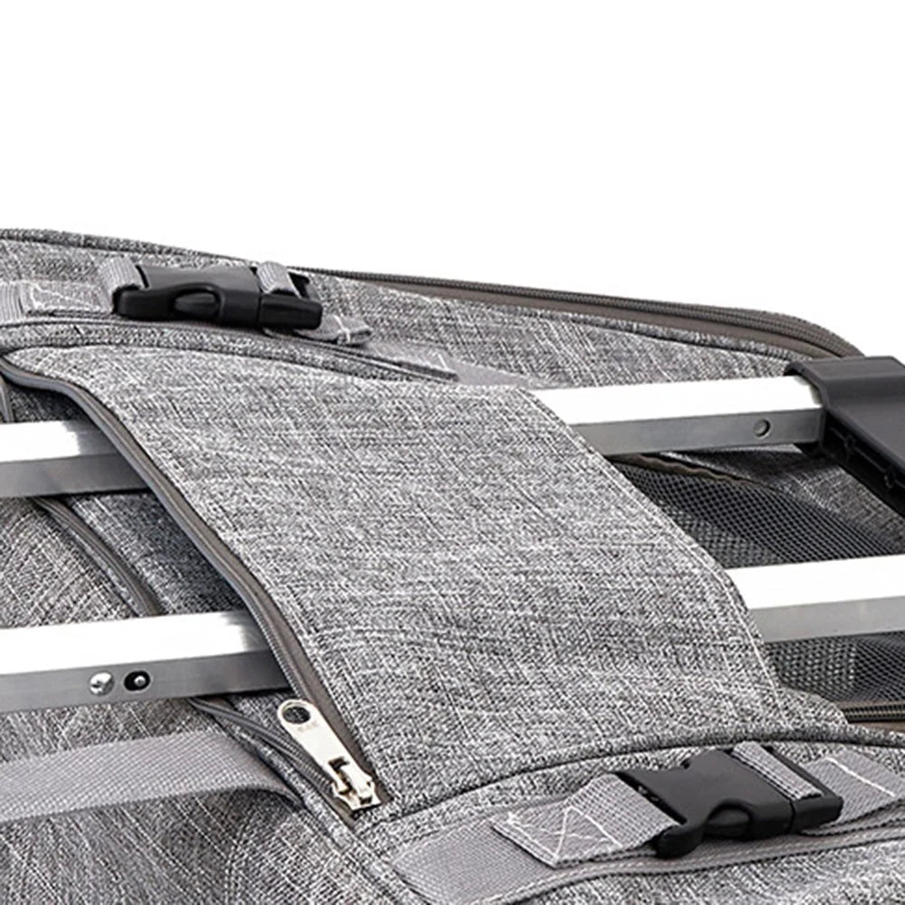 LDLC QS-008-L Pet Gift Stroller Breathable Detachable Large Capacity Cat Dog Carrier 4-Wheels Luggage Rod Stroller, Size XL - Light Grey - 5